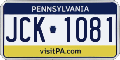 PA license plate JCK1081