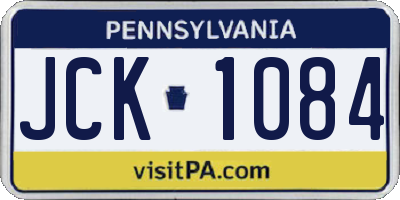 PA license plate JCK1084