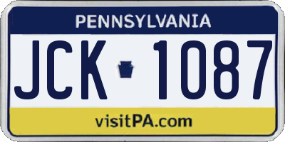 PA license plate JCK1087