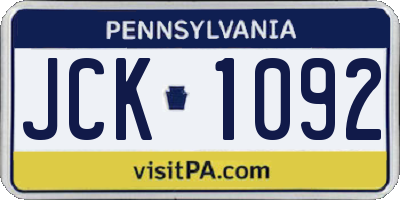 PA license plate JCK1092