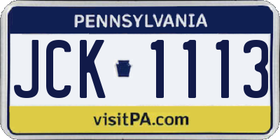 PA license plate JCK1113