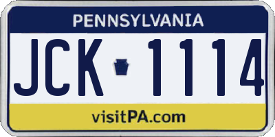 PA license plate JCK1114