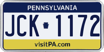 PA license plate JCK1172