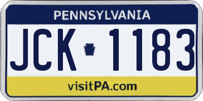 PA license plate JCK1183