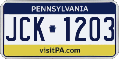 PA license plate JCK1203