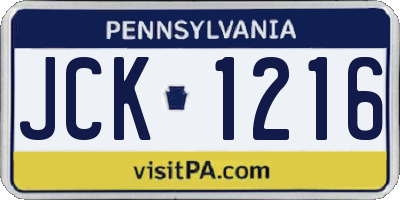 PA license plate JCK1216