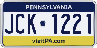 PA license plate JCK1221