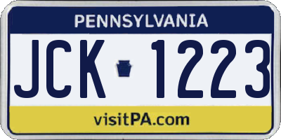 PA license plate JCK1223