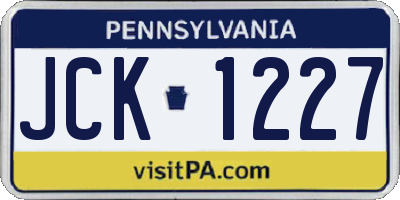 PA license plate JCK1227