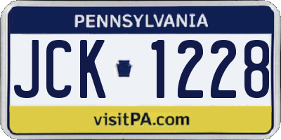 PA license plate JCK1228