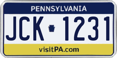 PA license plate JCK1231