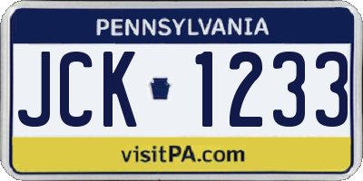 PA license plate JCK1233