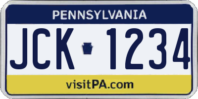 PA license plate JCK1234