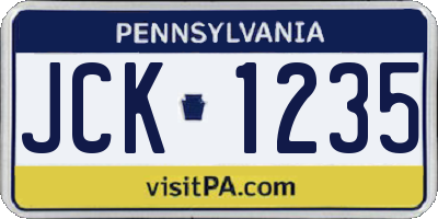 PA license plate JCK1235