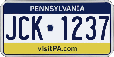 PA license plate JCK1237
