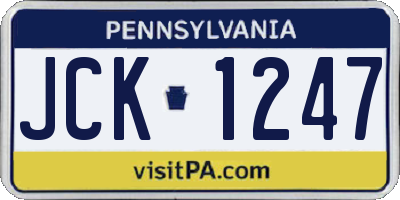 PA license plate JCK1247