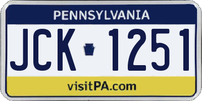 PA license plate JCK1251