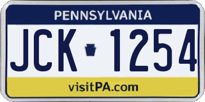 PA license plate JCK1254