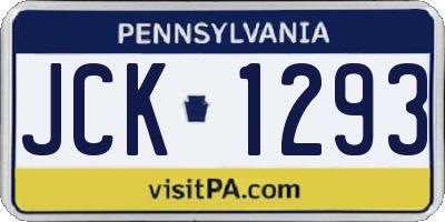 PA license plate JCK1293