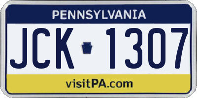 PA license plate JCK1307
