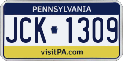 PA license plate JCK1309