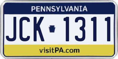 PA license plate JCK1311