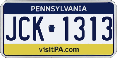 PA license plate JCK1313