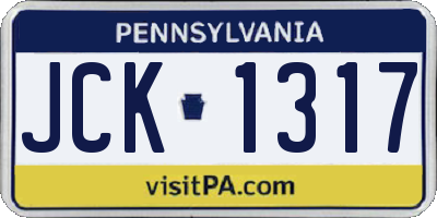 PA license plate JCK1317