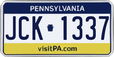 PA license plate JCK1337
