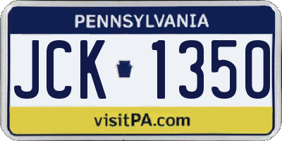 PA license plate JCK1350