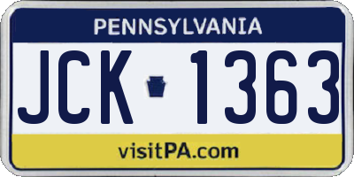 PA license plate JCK1363