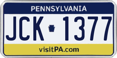 PA license plate JCK1377