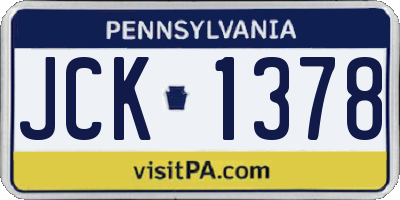PA license plate JCK1378