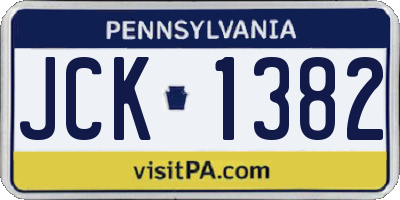PA license plate JCK1382
