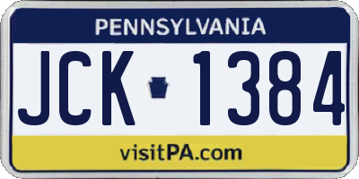 PA license plate JCK1384