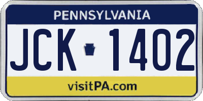 PA license plate JCK1402