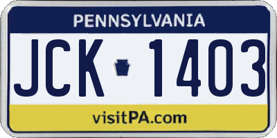 PA license plate JCK1403