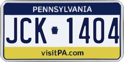 PA license plate JCK1404