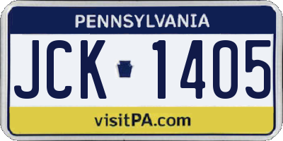 PA license plate JCK1405