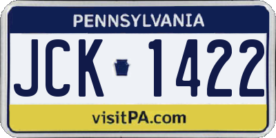 PA license plate JCK1422