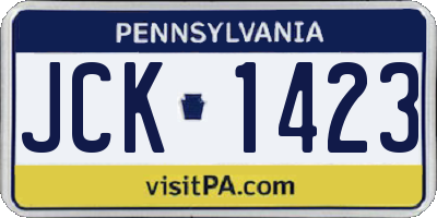 PA license plate JCK1423