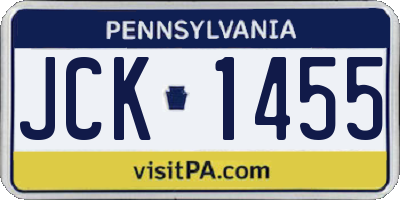PA license plate JCK1455