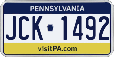 PA license plate JCK1492