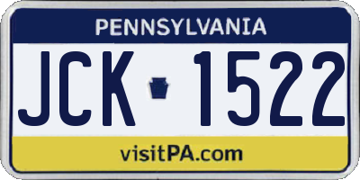 PA license plate JCK1522