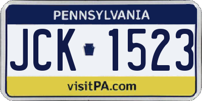PA license plate JCK1523