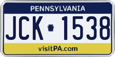 PA license plate JCK1538