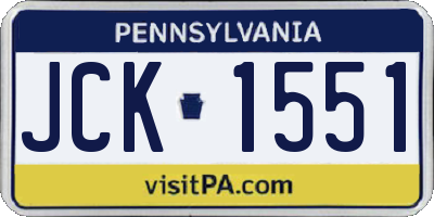 PA license plate JCK1551