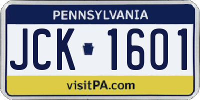 PA license plate JCK1601