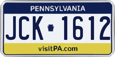 PA license plate JCK1612
