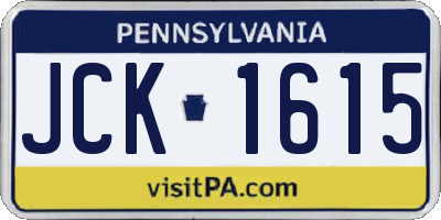 PA license plate JCK1615